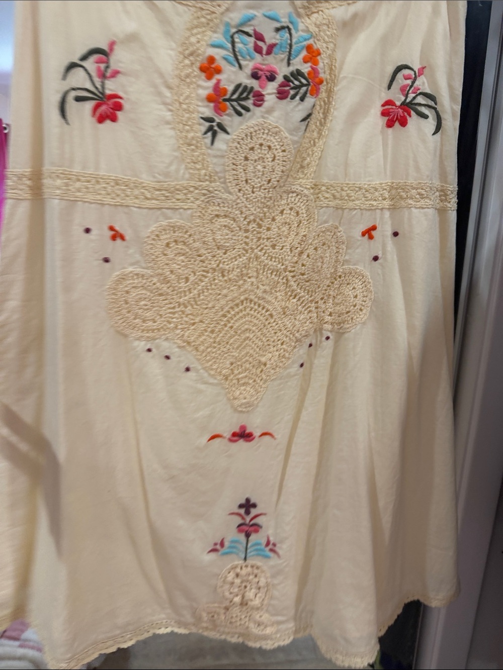 Free People Cream Embroidered A-Line Midi Skirt vintage Y2K 💘 - Picture 6 of 14